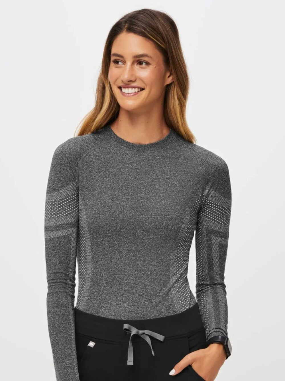 FIGS Salta Seamless Long Sleeve Underscrub | Graphite Gray | Size Small